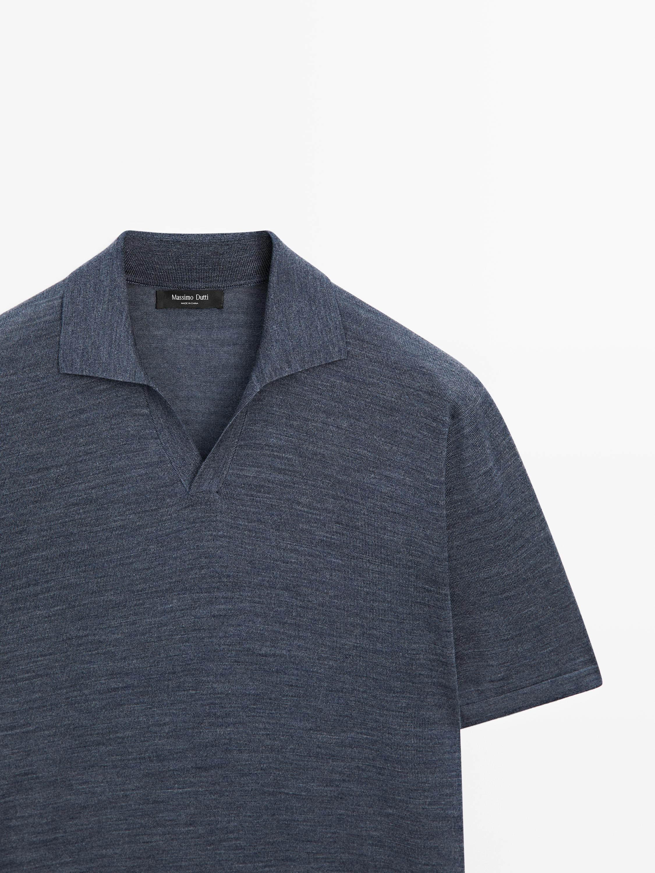 Knit V-neck polo shirt